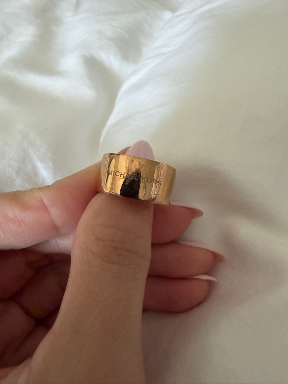 Michael Kors Rose Gold Padlock Statement Ring with Crystals - Picture 2 of 2